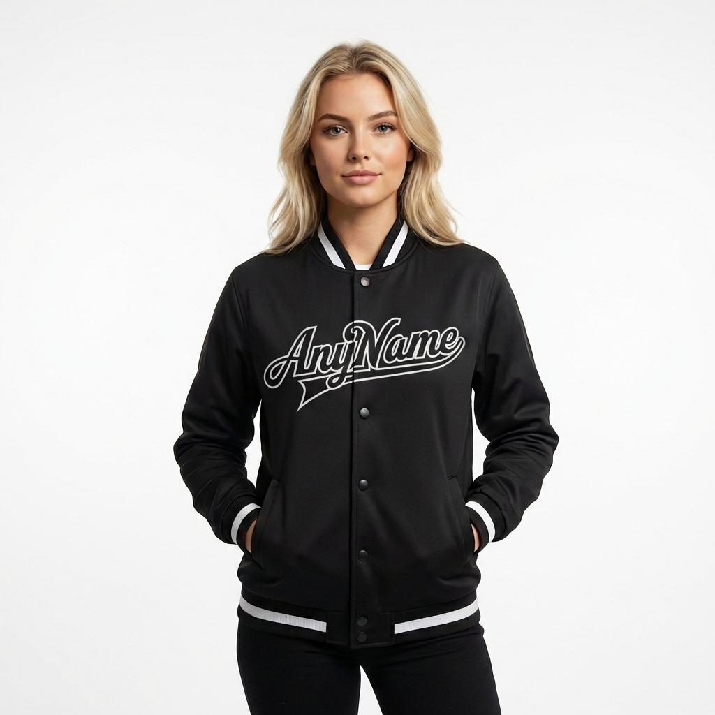 Custom Black & White Full-Snap Fleece Jacket