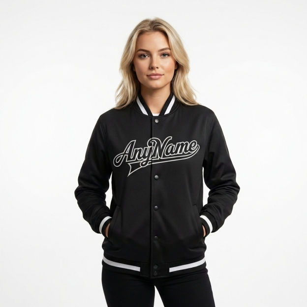 Custom Black & White Full-Snap Fleece Jacket