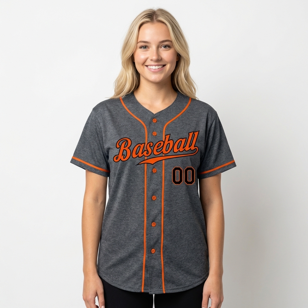 Custom Dark Grey & Orange/Black Baseball Jersey