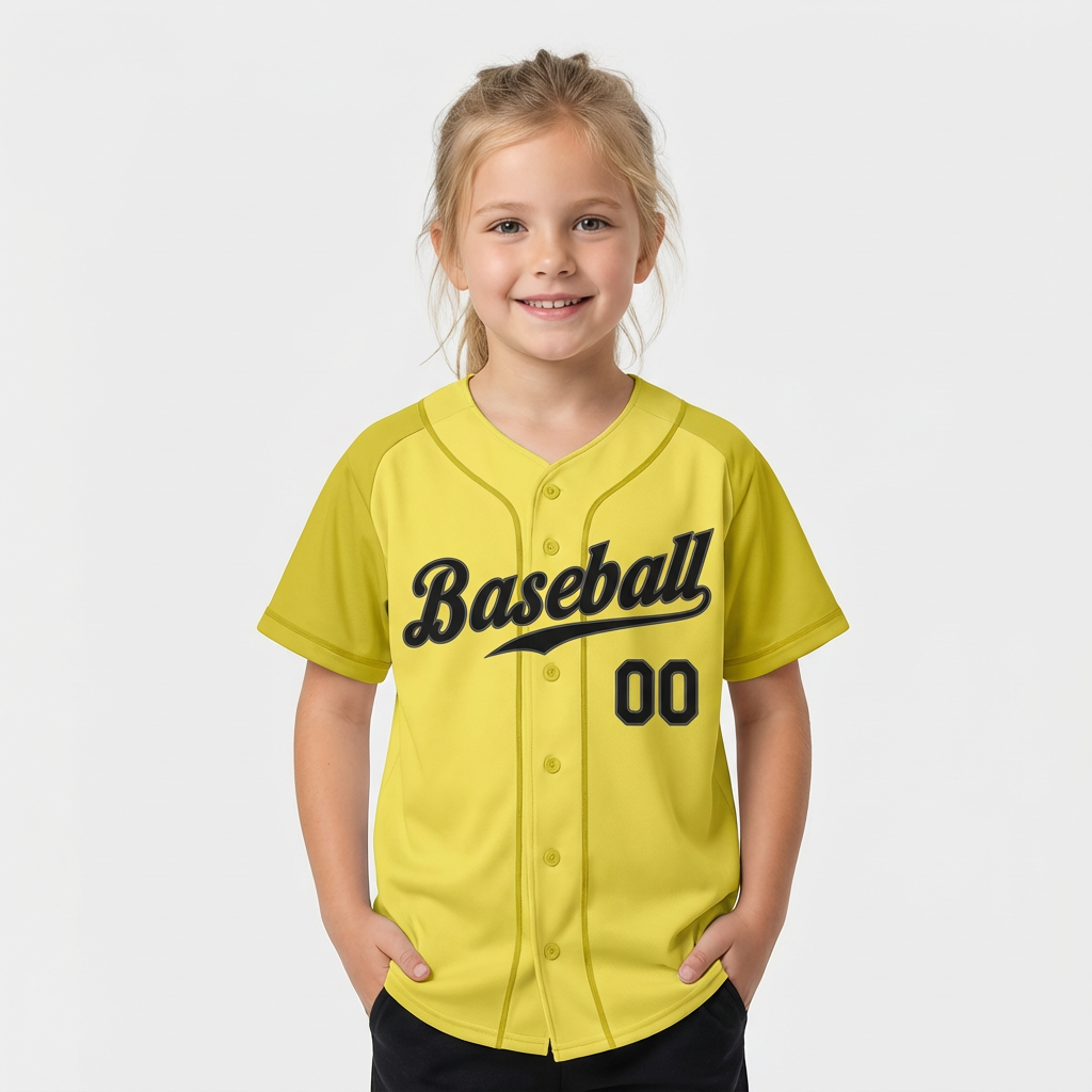 Custom Yellow & Black Raglan Baseball Jersey