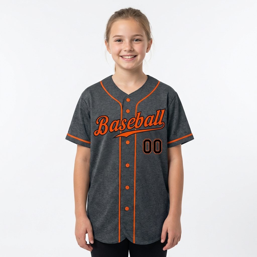 Custom Dark Grey & Orange/Black Baseball Jersey