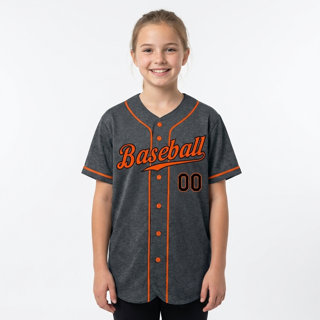 Custom Dark Grey & Orange/Black Baseball Jersey