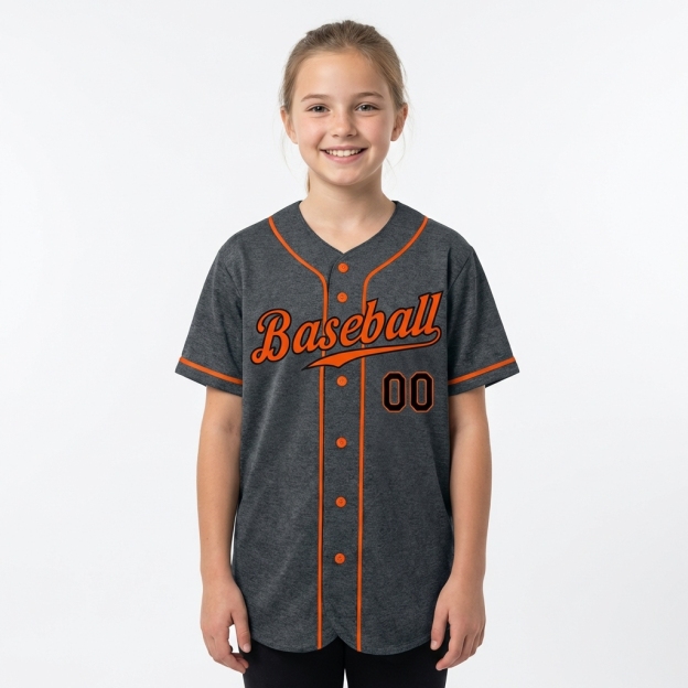 Custom Dark Grey & Orange/Black Baseball Jersey