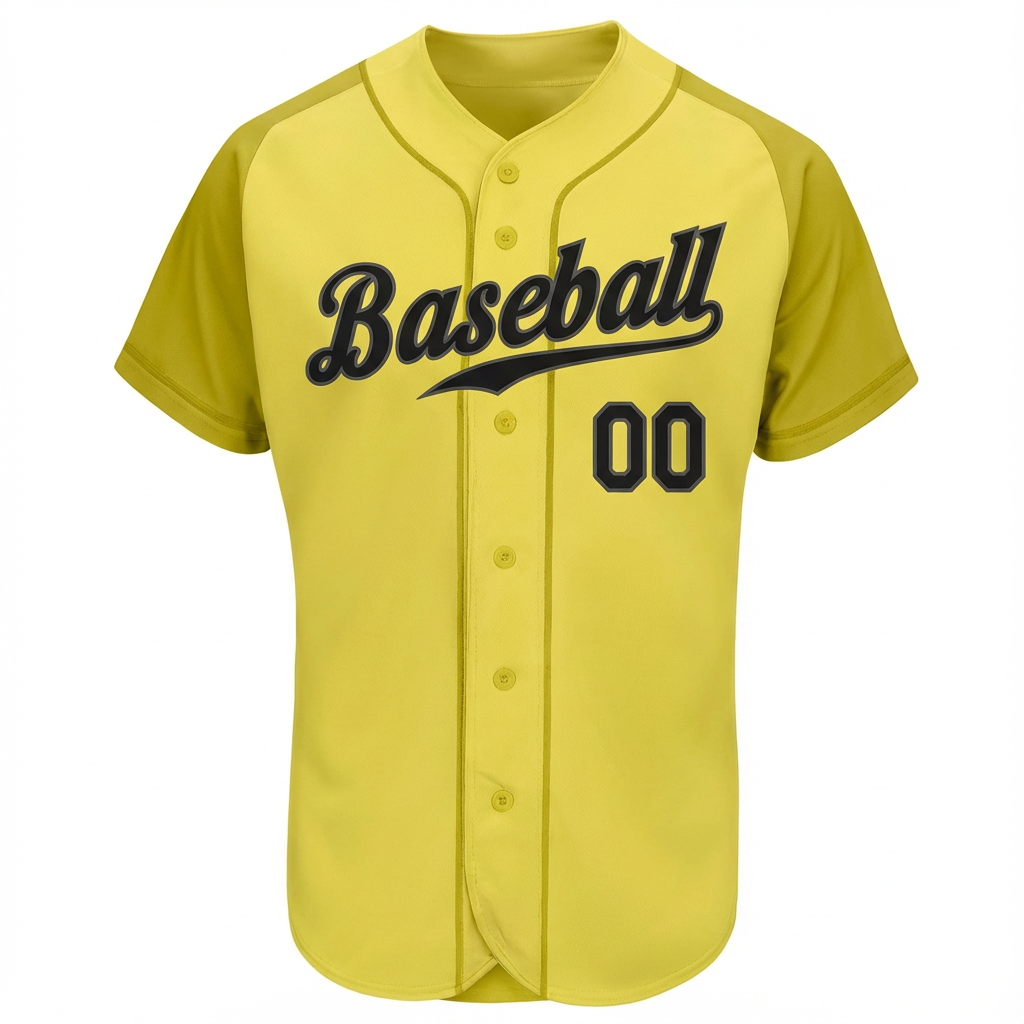 Custom Yellow & Black Raglan Baseball Jersey