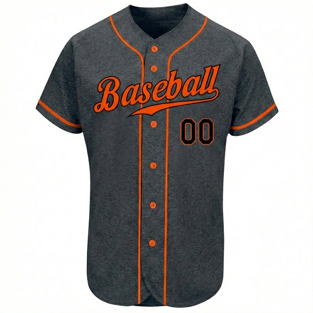 Custom Dark Grey & Orange/Black Baseball Jersey