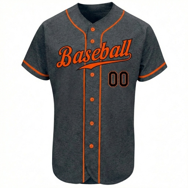 Custom Dark Grey & Orange/Black Baseball Jersey