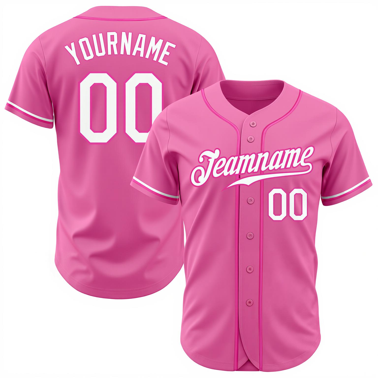 Custom Pink & White Baseball Jersey