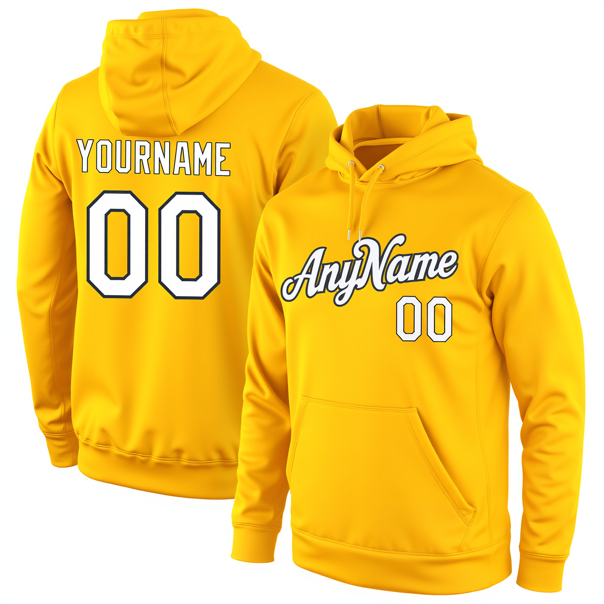 Custom Yellow & White/Black Pullover Sports Sweatshirt Hoodie