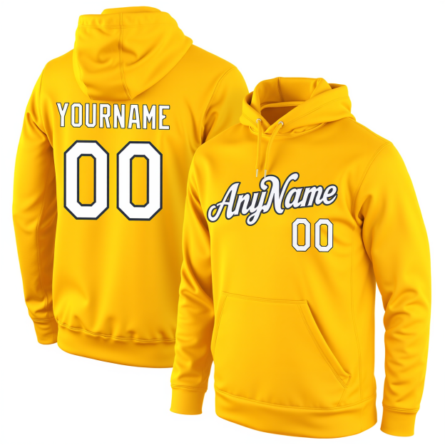 Custom Yellow & White/Black Pullover Sports Sweatshirt Hoodie