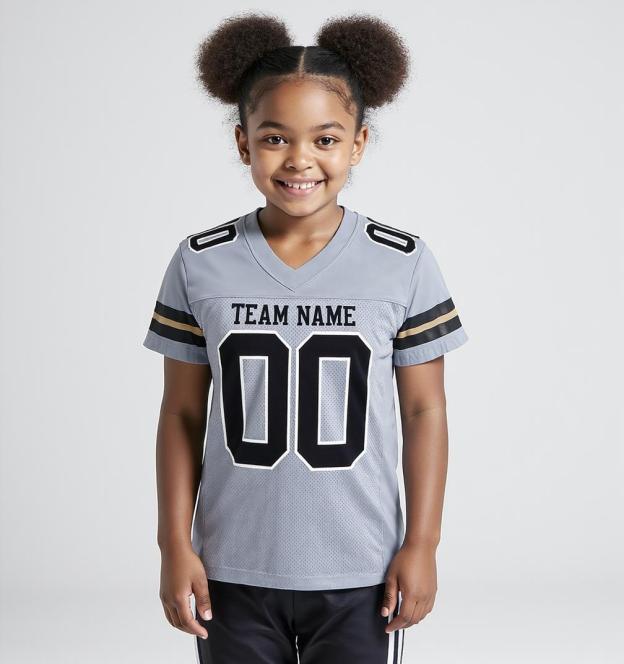 Custom Grey & Black/Cream Football Jersey