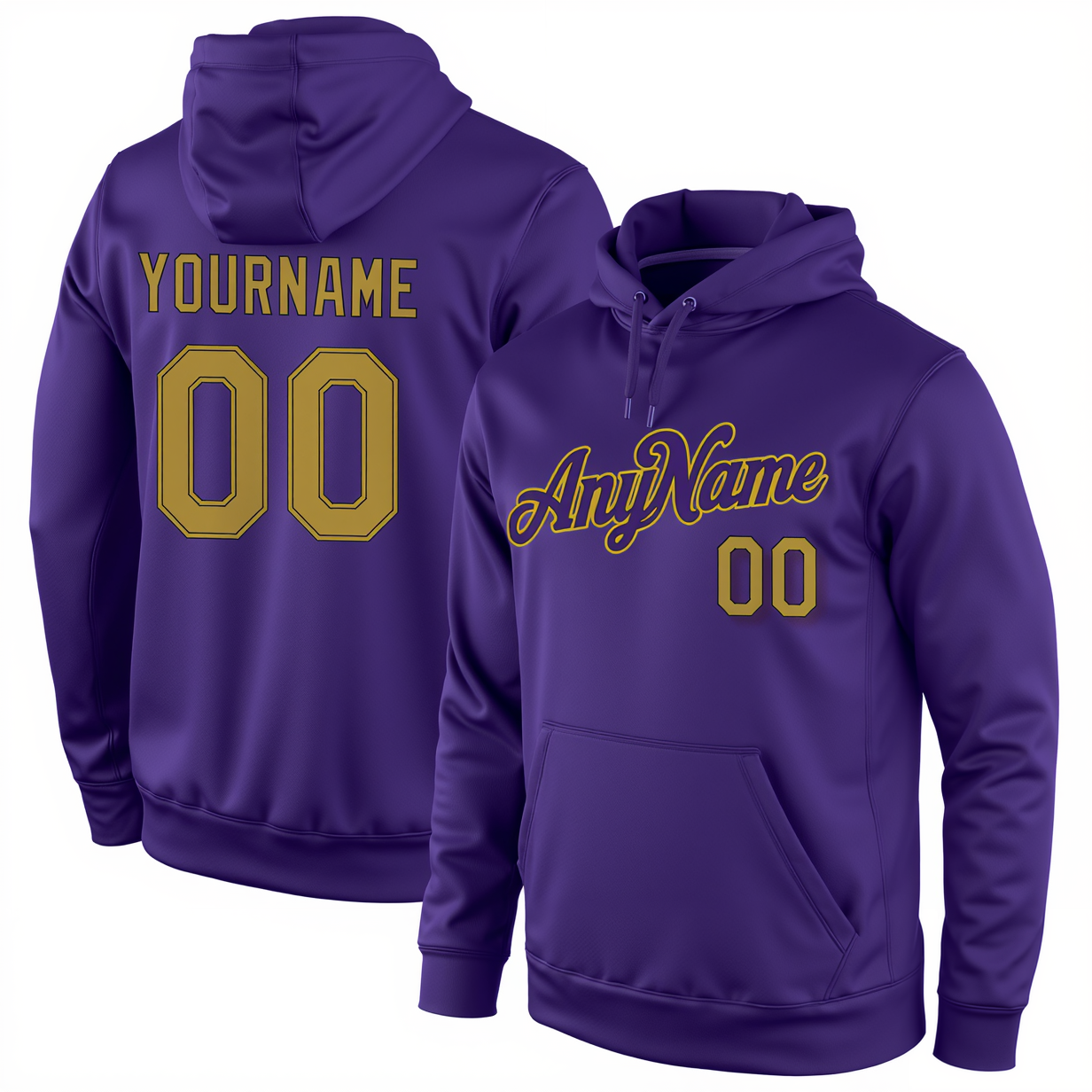 Custom Purple & Gold/Black Pullover Sports Sweatshirt Hoodie