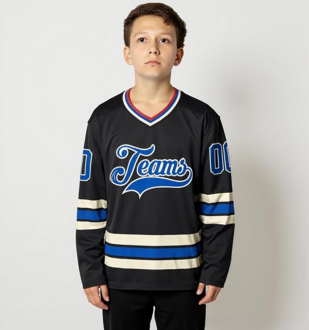 Custom Black & Blue/White Hockey Jersey