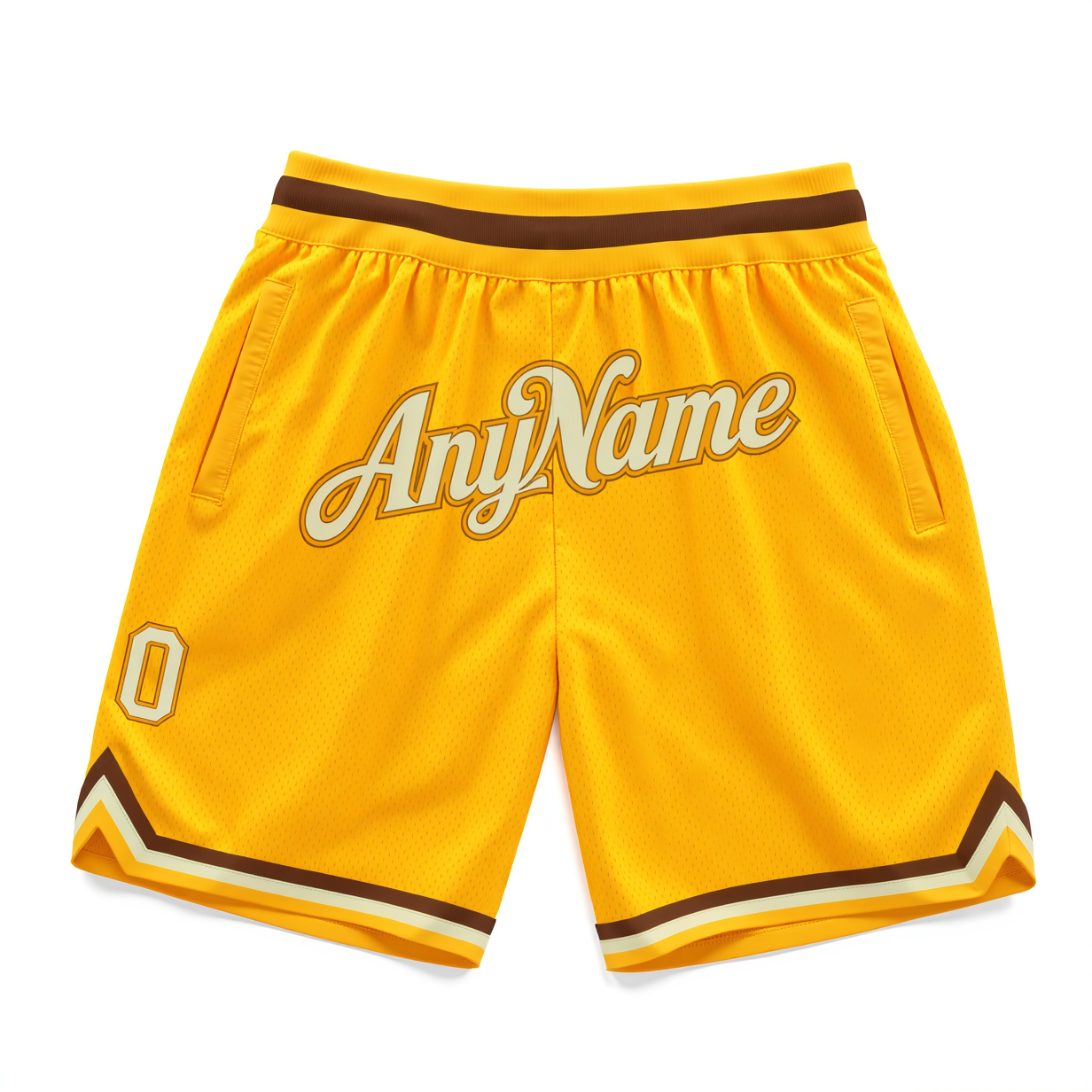 Custom Yellow & White/Brown Throwback Shorts