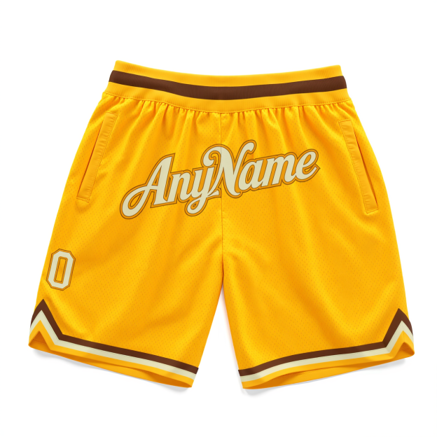 Custom Yellow & White/Brown Throwback Shorts