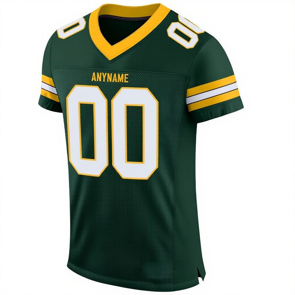 Custom Green & White/Yellow Football Jersey