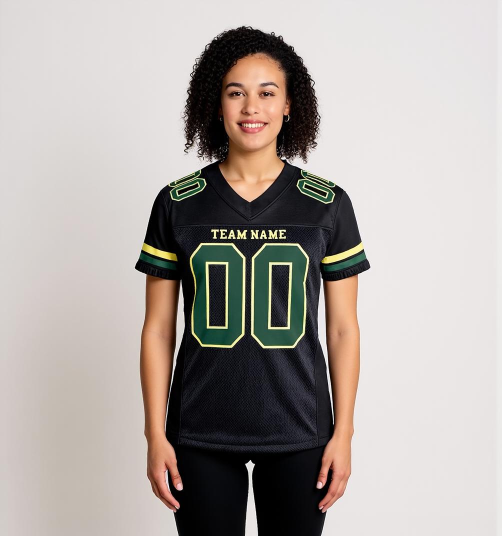 Custom Black & Green/White Football Jersey