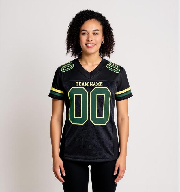 Custom Black & Green/White Football Jersey