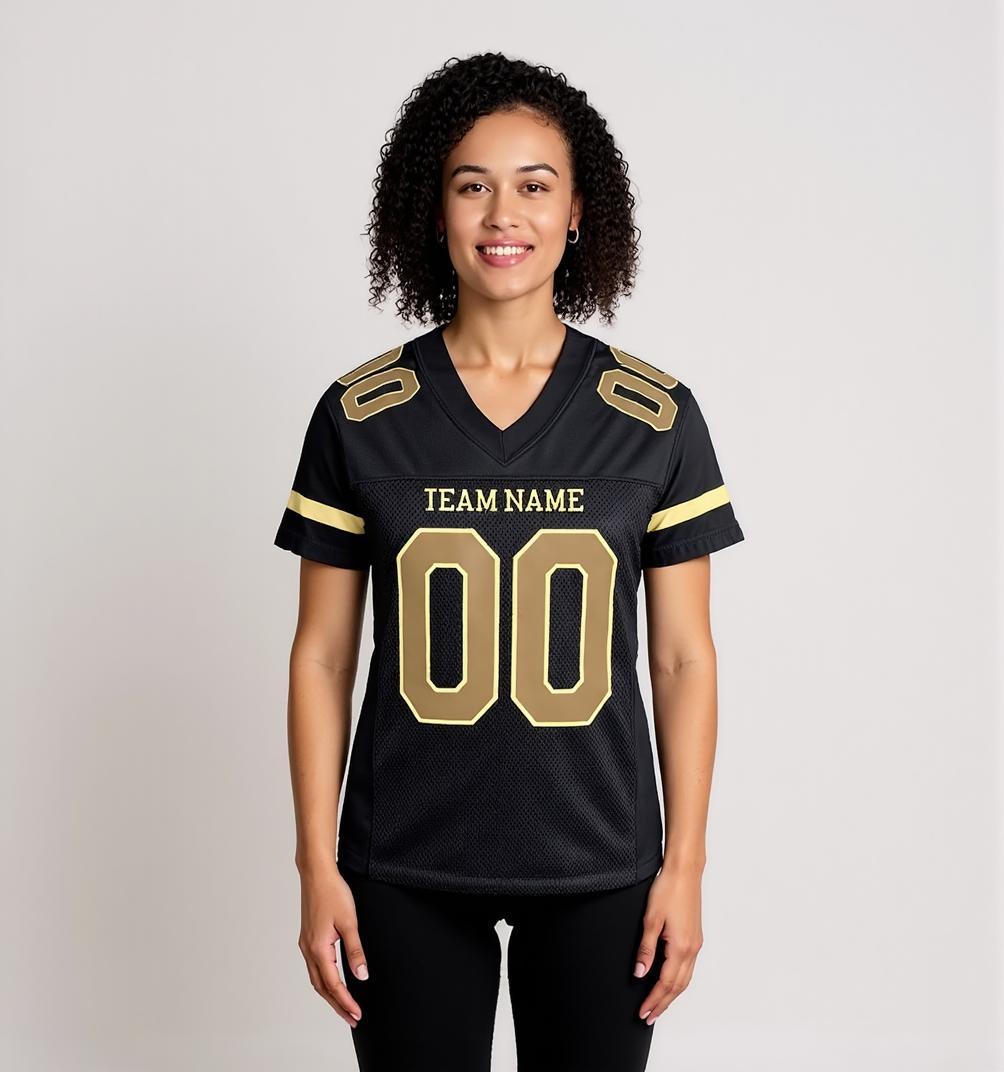 Custom Black & Gold/White Football Jersey