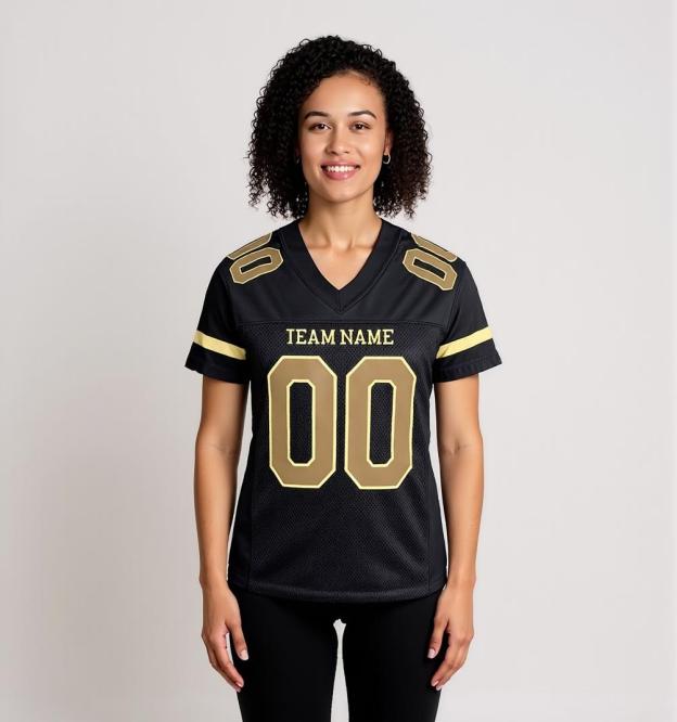 Custom Black & Gold/White Football Jersey