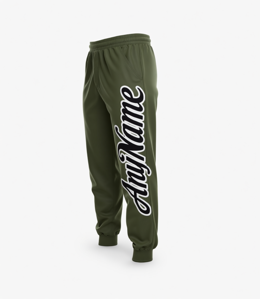 Custom Olive & Black/White Fleece Jogger Sweatpants