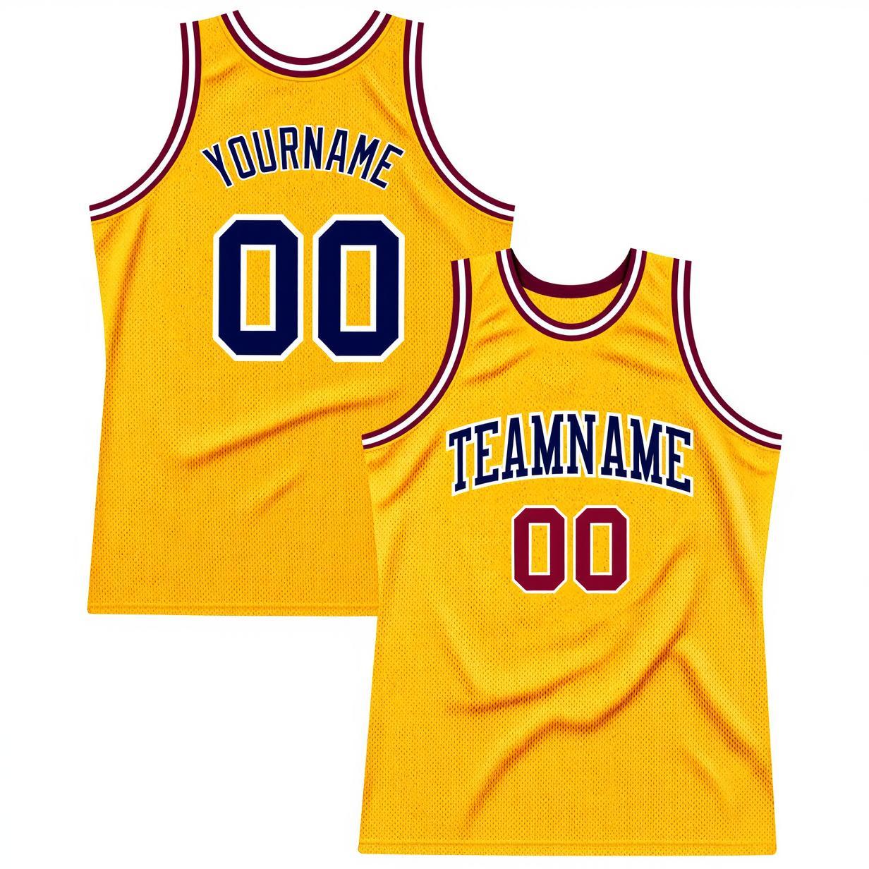 Custom Yellow & Royal/White Basketball Throwback Jersey