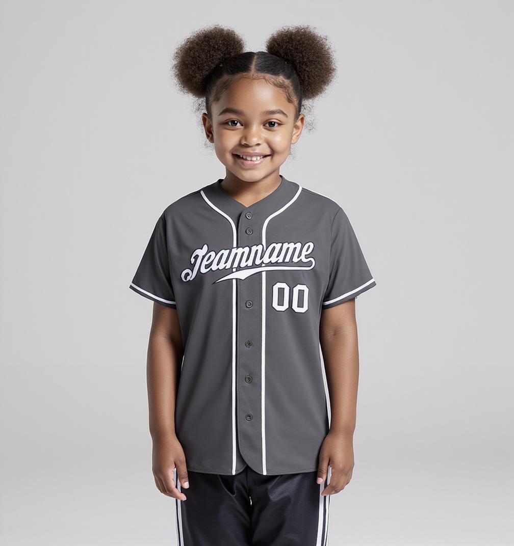 Custom Grey & White/Black Baseball Jersey