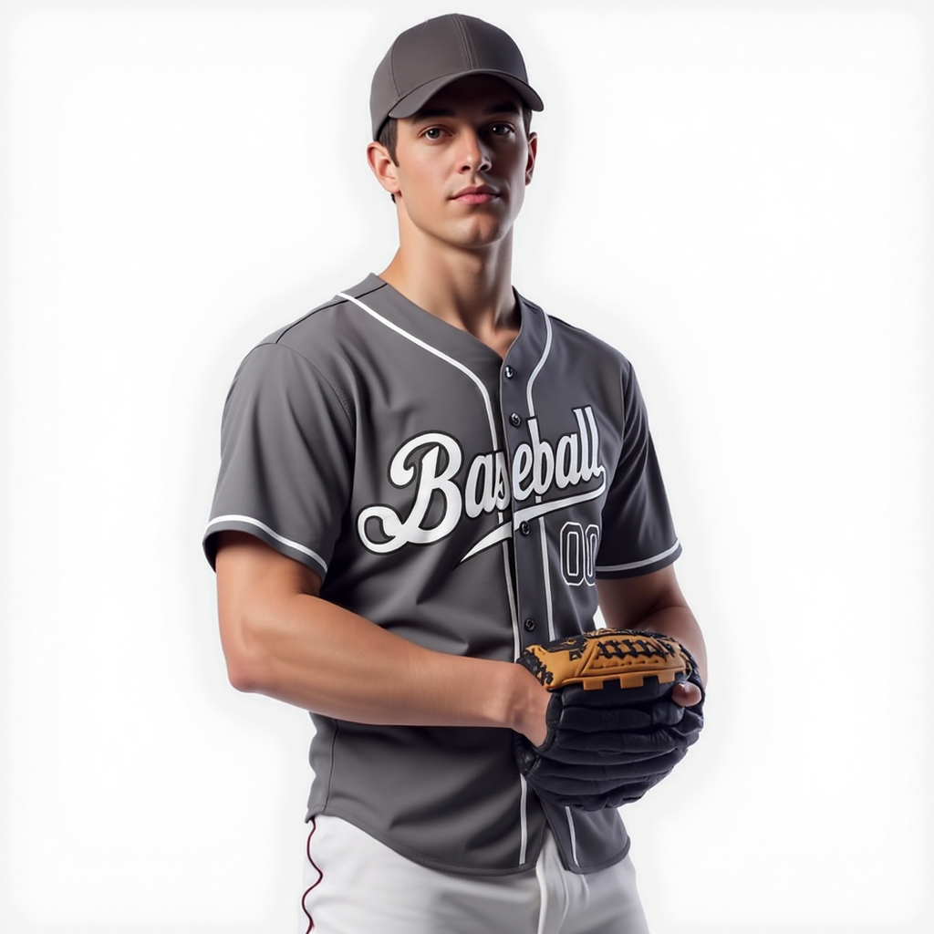 Custom Grey & White/Black Baseball Jersey