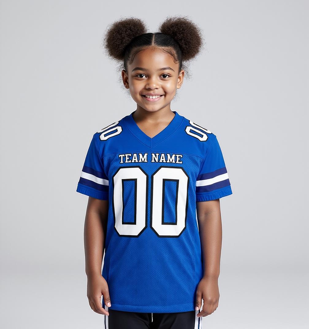 Custom Royal & White/Black Football Jersey