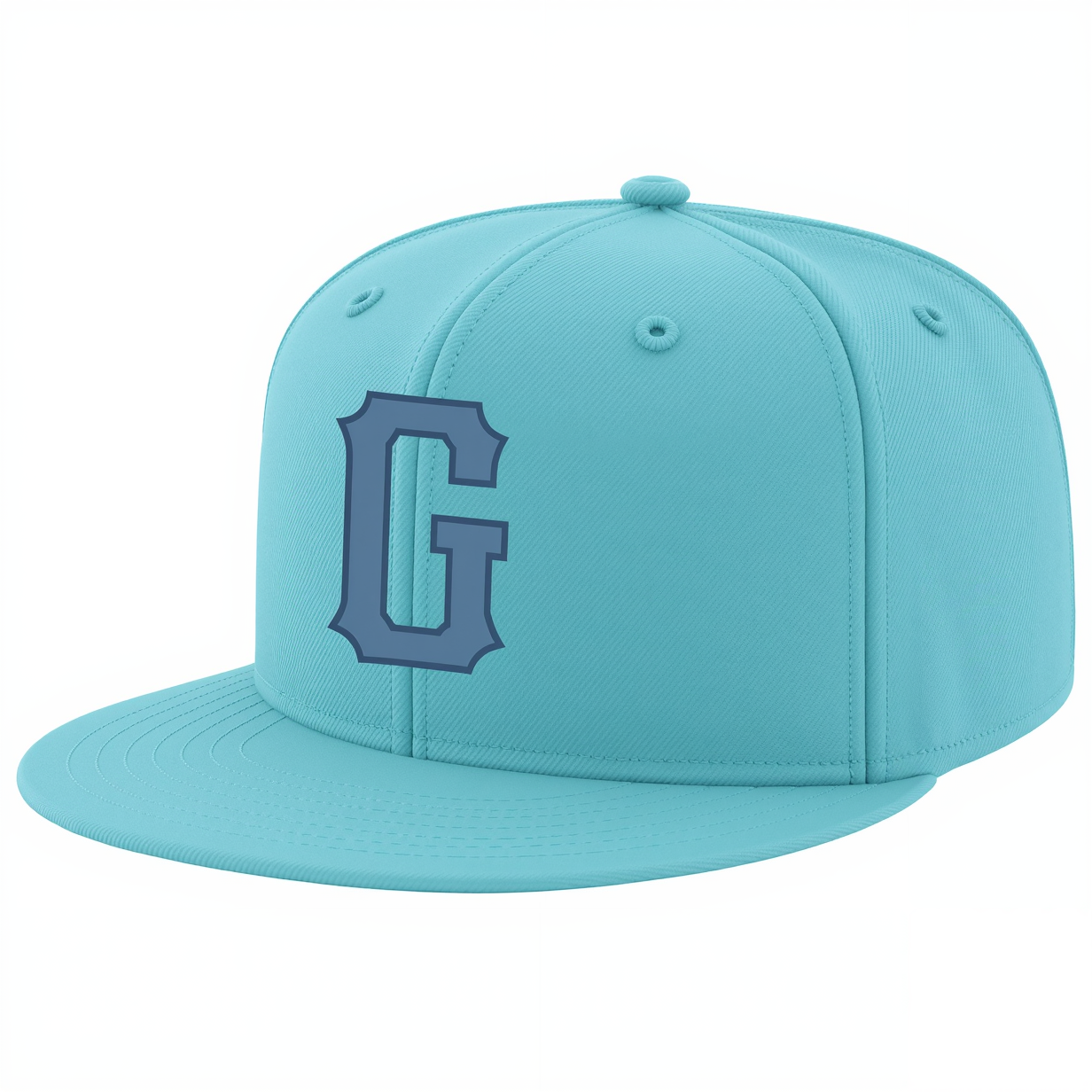 Custom Aqua & Blue/Navy Stitched Adjustable Snapback Hat