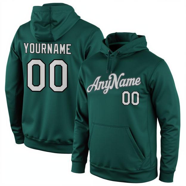 Custom Midnight Green & Grey/Black Pullover Sports Sweatshirt Hoodie