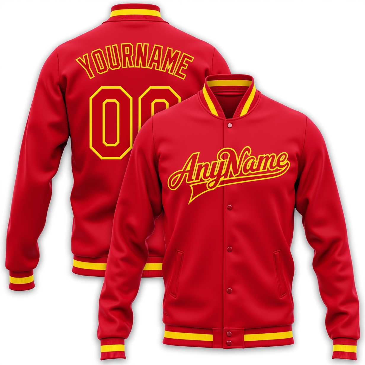 Custom Red & Yellow Full-Snap Fleece Jacket