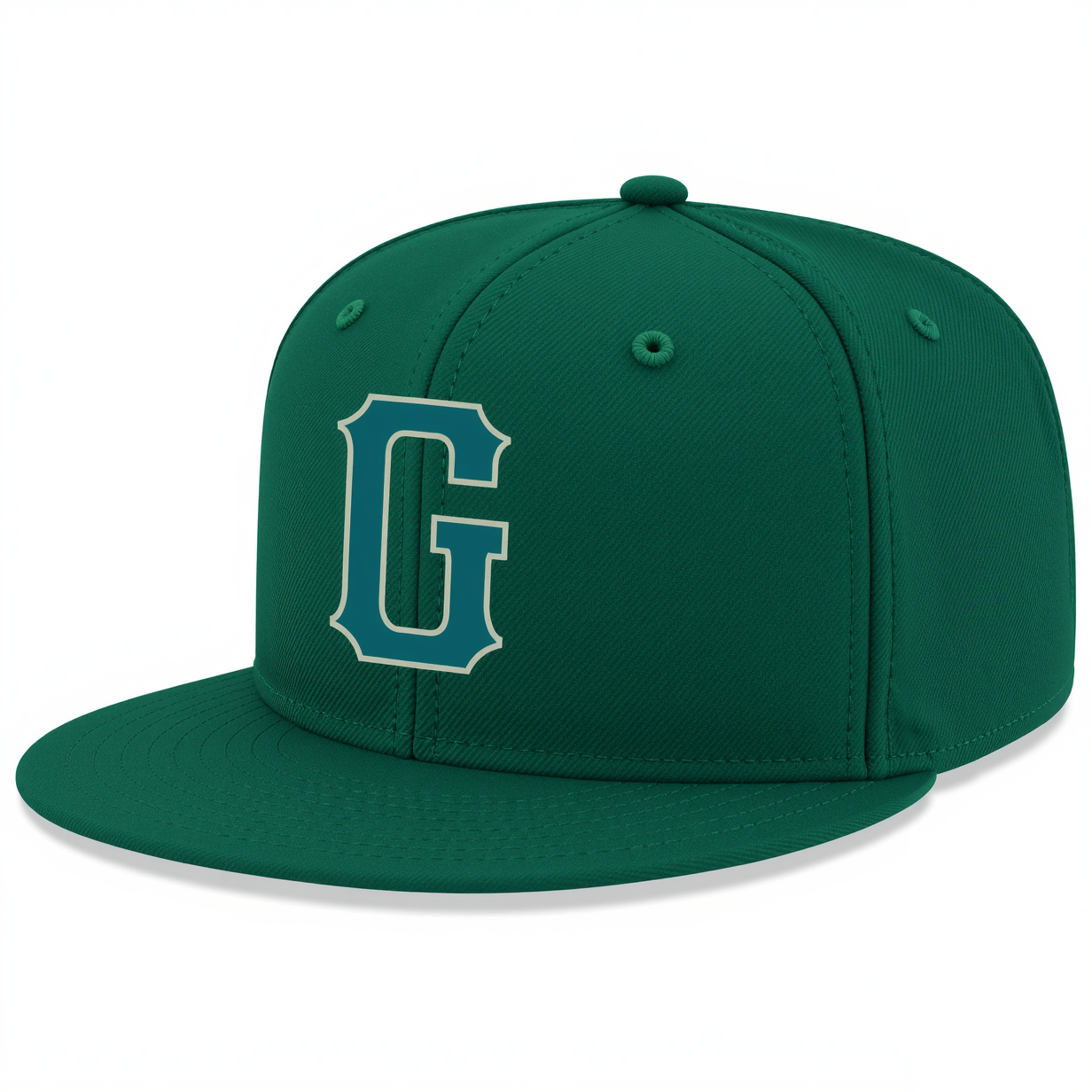 Custom Midnight Green & Teal/Grey Stitched Adjustable Snapback Hat