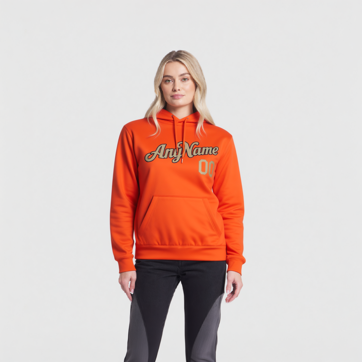 Custom Orange & Grey/Black Pullover Sports Sweatshirt Hoodie