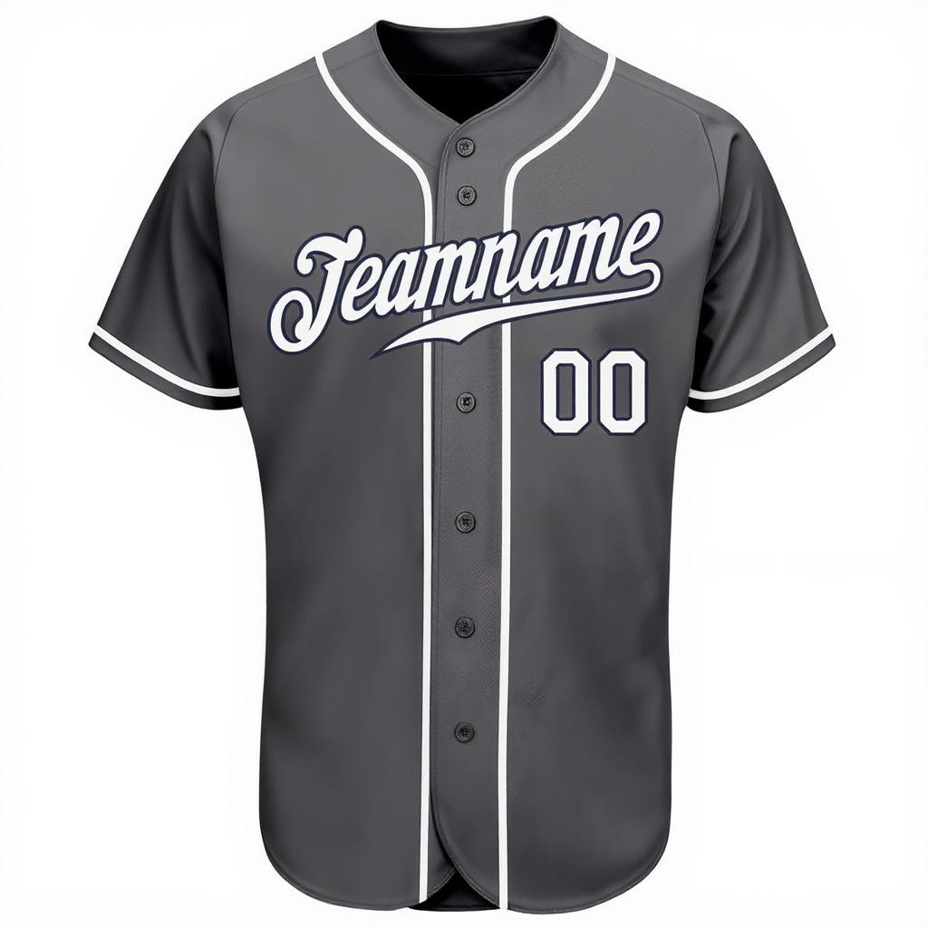 Custom Grey & White/Black Baseball Jersey