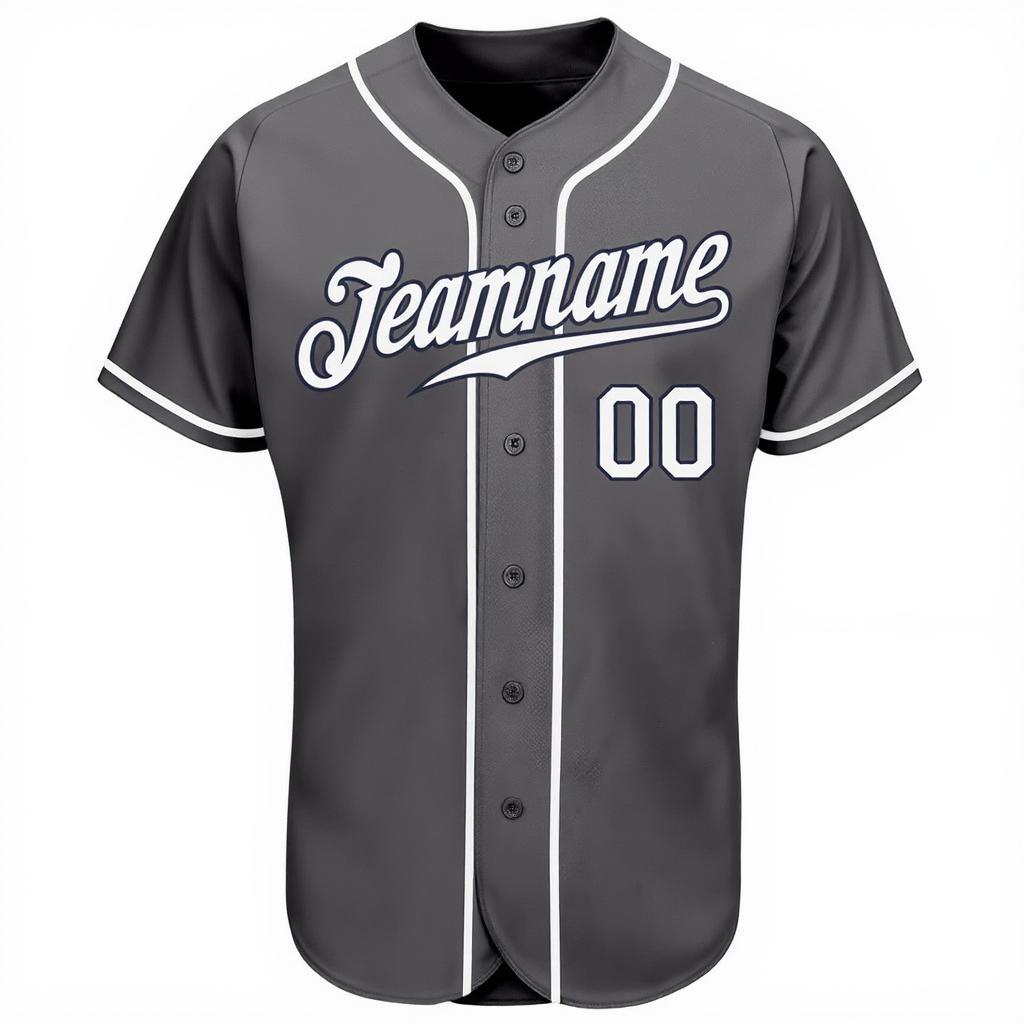 Custom Grey & White/Black Baseball Jersey