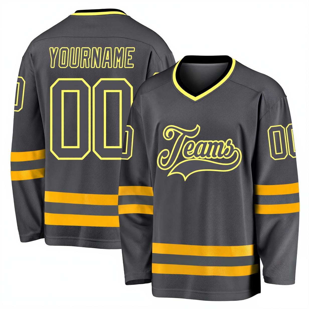 Custom Grey & Yellow Hockey Jersey