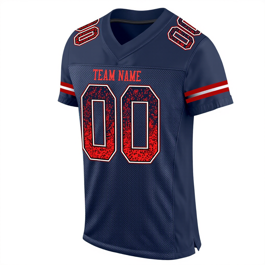 Custom Navy & Red/White Drift Fashion Football Jersey