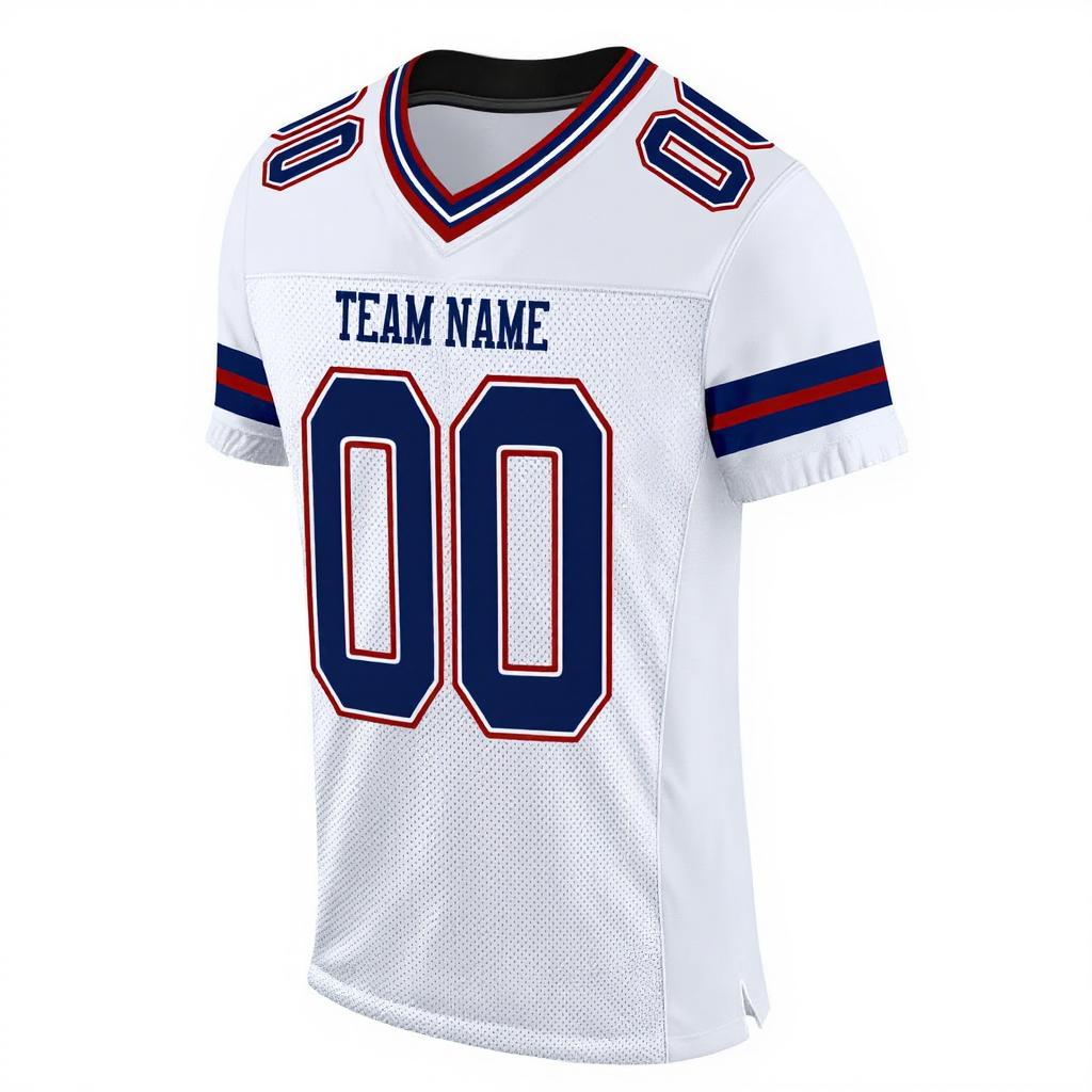 Custom White & Red/Navy Football Jersey