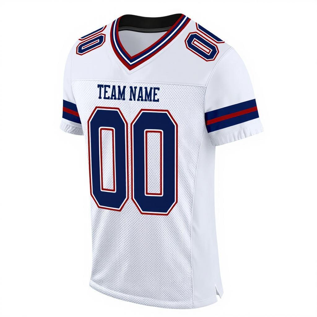 Custom White & Red/Navy Football Jersey