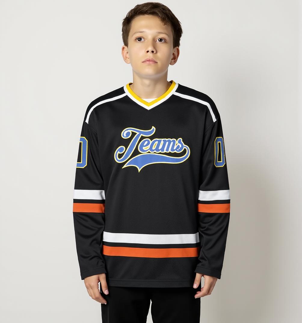 Custom Black & Blue/White Hockey Jersey