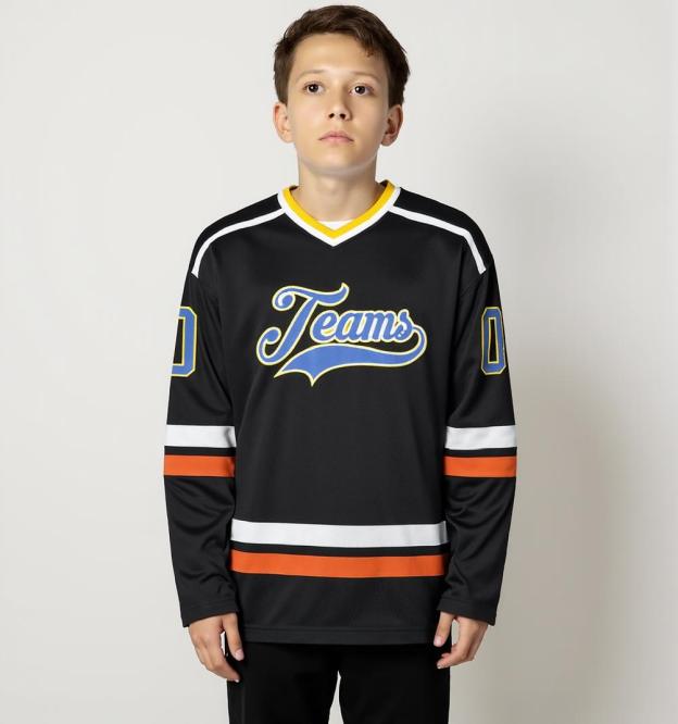 Custom Black & Blue/White Hockey Jersey