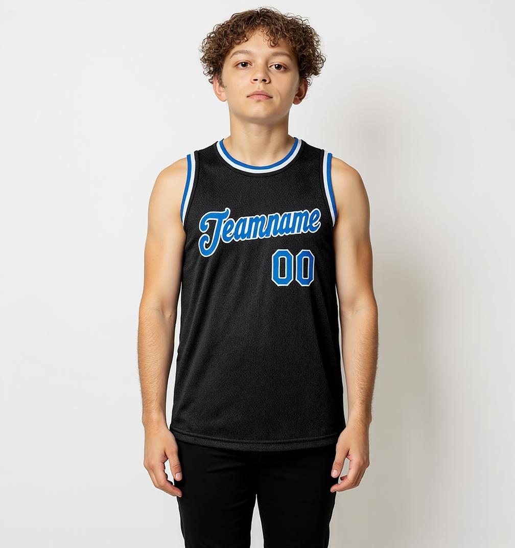 Custom Black & Blue/White Basketball City Edition Jersey