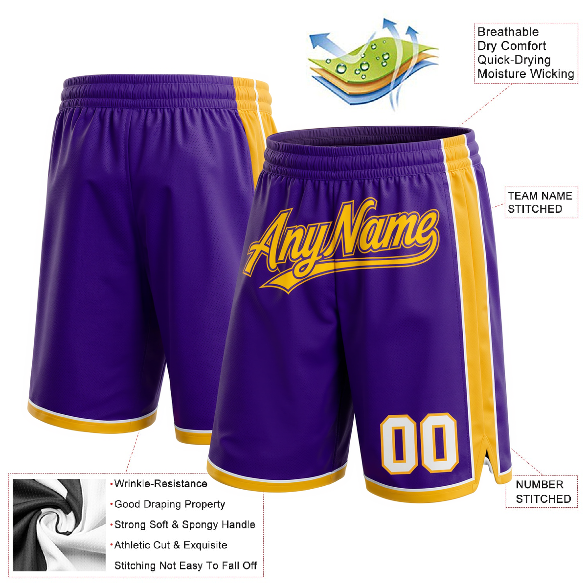Custom Purple & Yellow/White Shorts