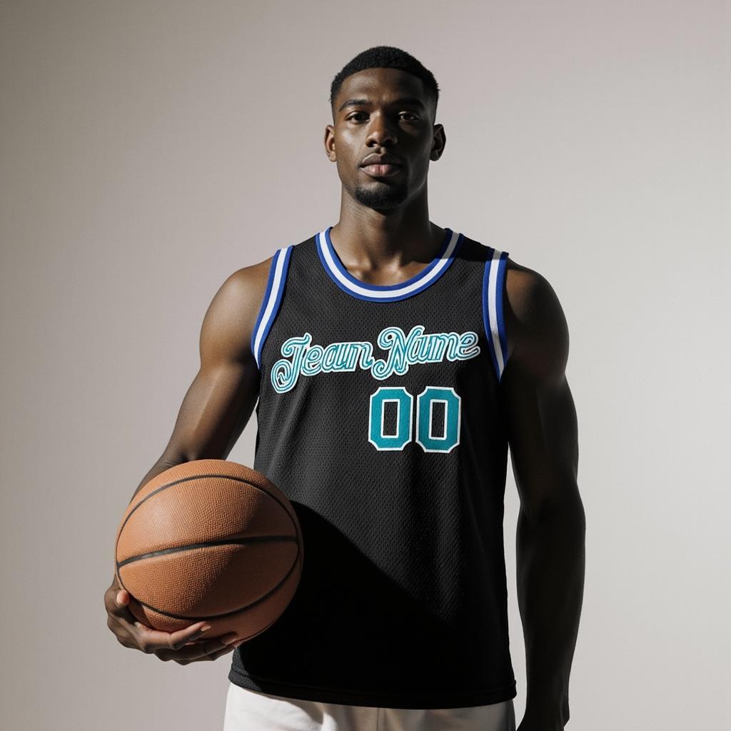 Custom Black & Blue/White Basketball City Edition Jersey