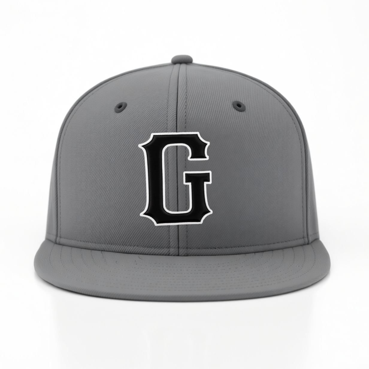 Custom Grey & Black/White Stitched Adjustable Snapback Hat