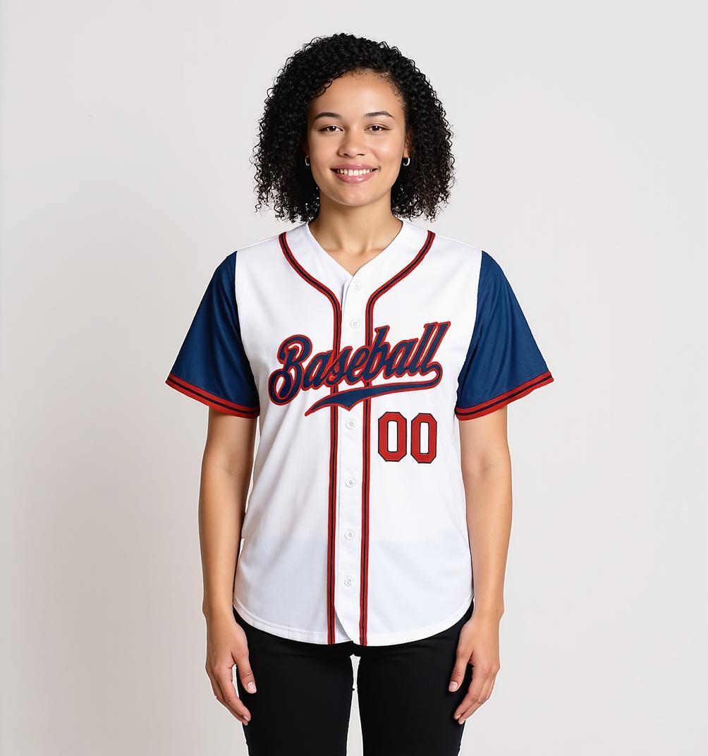 Custom White & Navy Raglan Sleeves Baseball Jersey