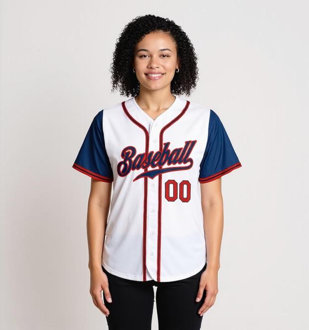Custom White & Navy Raglan Sleeves Baseball Jersey