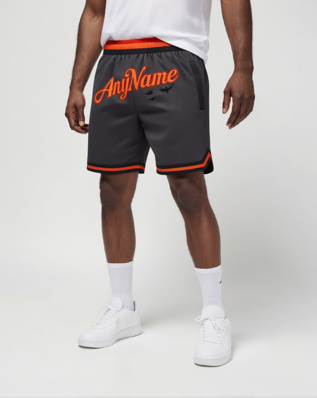 Custom Black & Orange/Red Throwback Shorts