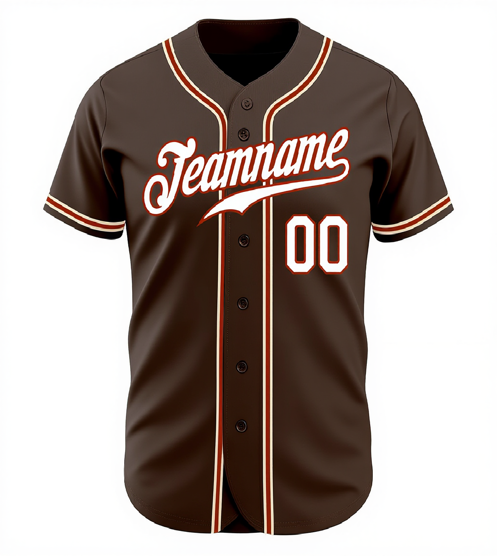 Custom Brown & White/Red Baseball Jersey