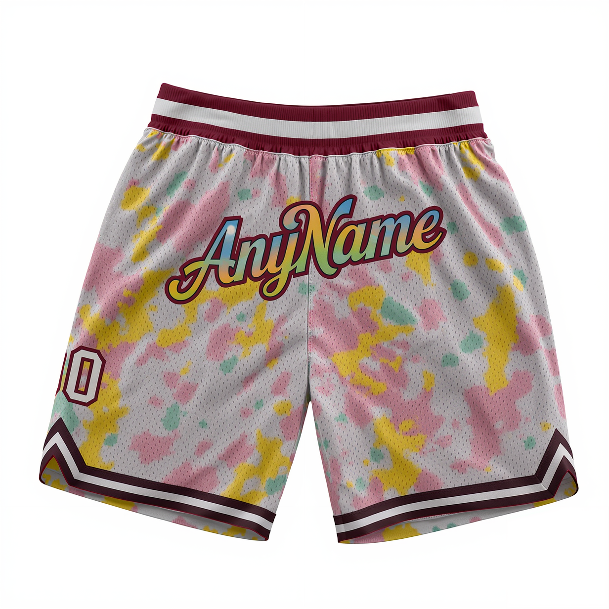 Custom Ink Splash White & Pink/Yellow Throwback Shorts